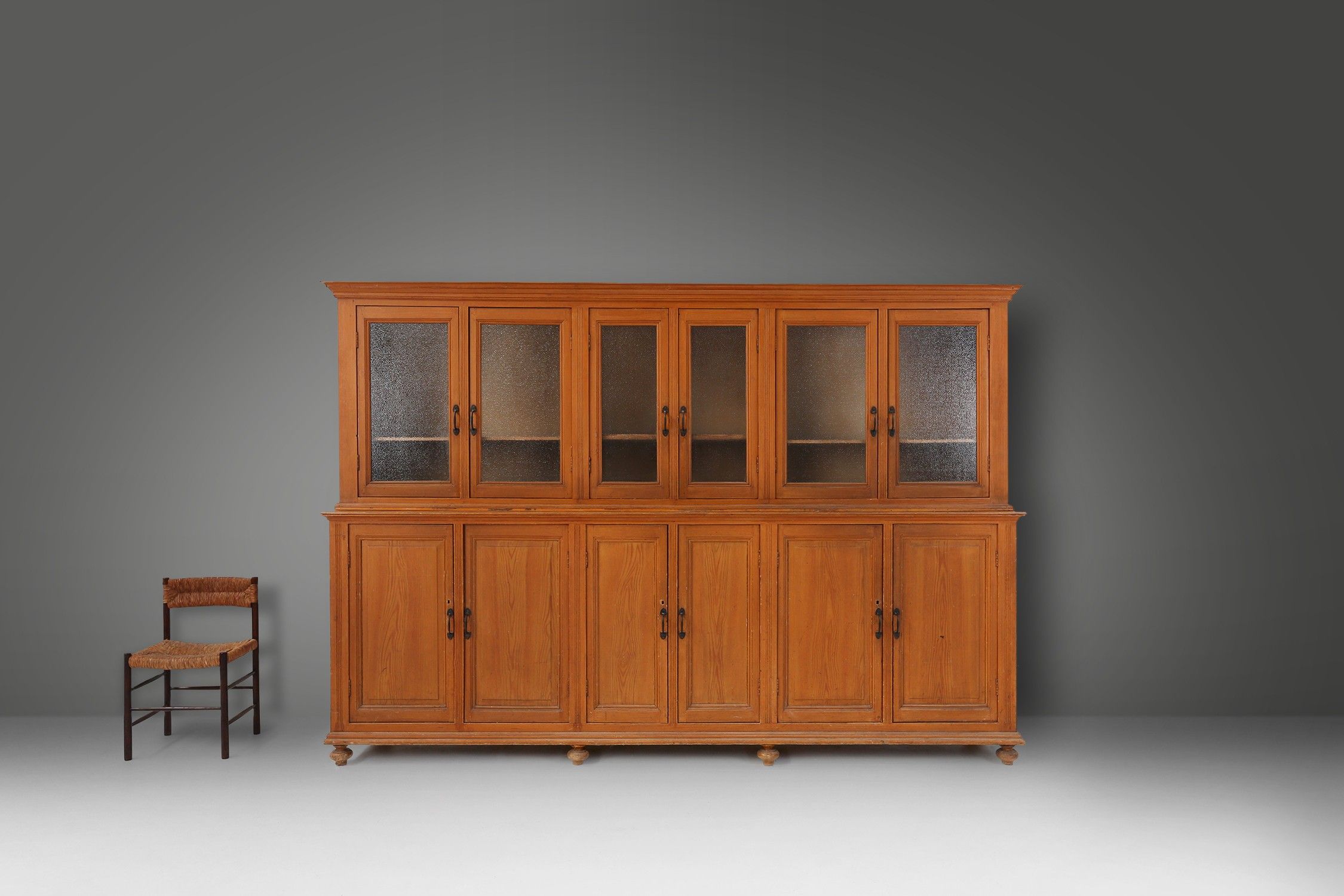 Impressive 12 doors monastery or display cabinet in pine, Belgium, 1890thumbnail